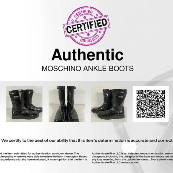 Moschino Womens Black Italy Leather Square Toe Zip Up Ankle Boots Size 39M - Picture 2 of 7